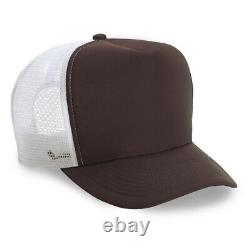 Brown/White Trucker Hat 5 Panel Foam Front Mesh Back Hat 1dz New TRUCK-5 BRW