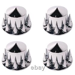 CARSTY Chrome Complete Axle Cover Set Spiked Hub Caps 33mm Lug Nut Semi Trucks