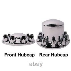 CARSTY Chrome Front Rear Wheel Axle Hub Covers Center Caps Semi Truck 33mm Nut