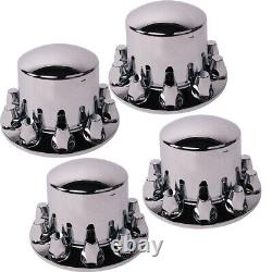 CARSTY Chrome Front Rear Wheel Axle Hub Covers Center Caps Semi Truck 33mm Nut