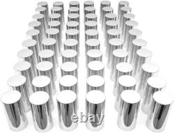 Chrome 33mm Semi Truck Front & Rear Wheel Axle Cover Lugs with Cylinder Hub Caps