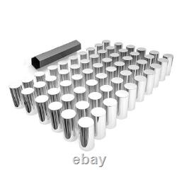 Chrome 33mm Semi Truck Front & Rear Wheel Axle Cover Lugs with Cylinder Hub Caps