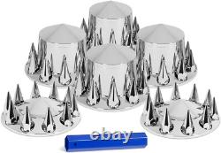 Chrome ABS 33mm Spiked Axle Cover with Thread-On Lug Nut Covers for Semi Trucks