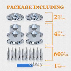 Chrome ABS 33mm Spiked Axle Cover with Thread-On Lug Nut Covers for Semi Trucks