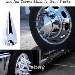 Chrome ABS 33mm Spiked Axle Cover with Thread-On Lug Nut Covers for Semi Trucks