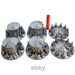 Chrome ABS Complete Axle Cover with Hub Caps and 33mm Spiked Lug Nut Covers
