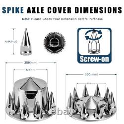 Chrome ABS Complete Axle Cover with Hub Caps and 33mm Spiked Lug Nut Covers