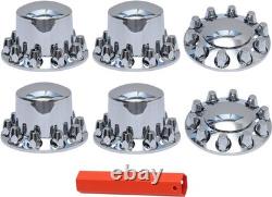 Chrome ABS Dome Wheel Axle Covers with33mm Lug Nut Covers Thread-On Semi Truck