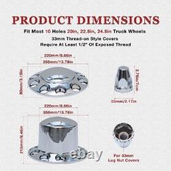 Chrome ABS Dome Wheel Axle Covers with33mm Lug Nut Covers Thread-On Semi Truck