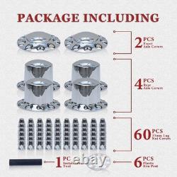 Chrome ABS Dome Wheel Axle Covers with33mm Lug Nut Covers Thread-On Semi Truck