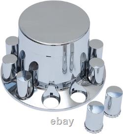 Chrome ABS Flat-Top Axle & Hub Cover Kit for Semi-Trucks, 2F4R with Lug Nut Covers