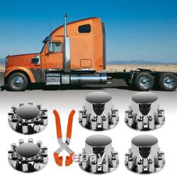 Chrome ABS Flat-Top Axle & Hub Cover Kit for Semi-Trucks, 2F4R with Lug Nut Covers