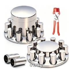 Chrome ABS Flat-Top Axle & Hub Cover withLug Nut Covers Kit for Semi Truck Chrome ABS Flat-Top Axle & Hub Cover withLug Nut Covers Kit for Semi Truck