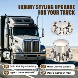 Chrome ABS Flat-Top Axle & Hub Cover withLug Nut Covers Kit for Semi Truck