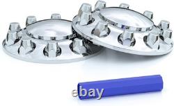 Chrome ABS Plastic Front Axle Wheel Covers with 20 Lug Nuts for Peterbilt Trucks