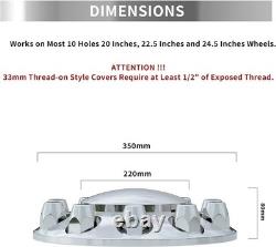 Chrome ABS Plastic Front Axle Wheel Covers with 20 Lug Nuts for Peterbilt Trucks