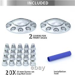Chrome ABS Plastic Front Axle Wheel Covers with 20 Lug Nuts for Peterbilt Trucks