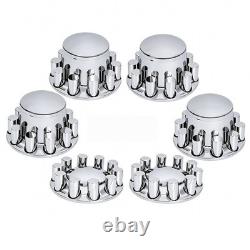 Chrome Axle Cover Kit with 33mm Cylinder Lug Nut Front & Rear for Semi Truck
