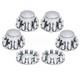 Chrome Axle Cover Kit With 33mm Cylinder Lug Nut Front & Rear For Semi Truck