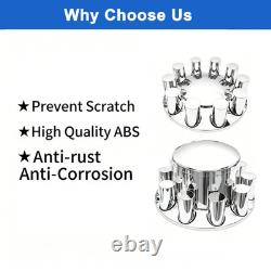 Chrome Axle Covers Hub Cover Kit for Semi Trucks 33mm Lug Nut Cover Front & Rear