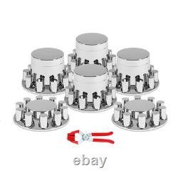 Chrome Flat Top Axle Covers Hub Cover Kit for Semi Truck 33mm Lug Nut Cover
