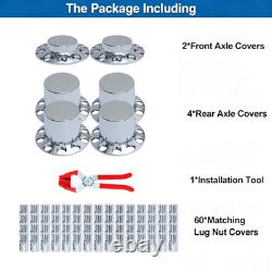Chrome Flat Top Axle Covers Hub Cover Kit for Semi Truck 33mm Lug Nut Cover