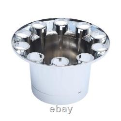 Chrome Flat Top Axle Covers Hub Cover Kit for Semi Truck 33mm Lug Nut Cover
