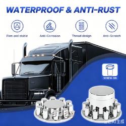 Chrome Flat Top Axle Covers Hub Cover Kit for Semi Truck 33mm Lug Nut Cover