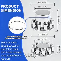 Chrome Flat Top Axle Covers Hub Cover Kit for Semi Truck 33mm Lug Nut Cover
