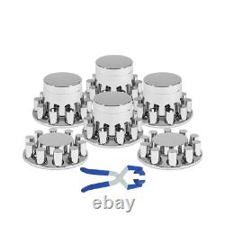 Chrome Flat Top Hub Cover Kit 33mm Lug Nut Wheel Axle Covers Complete Semi Truck