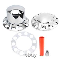 Chrome Front Axle Wheel Cover with Hub Cap 33mm Lug Nuts for Semi Truck