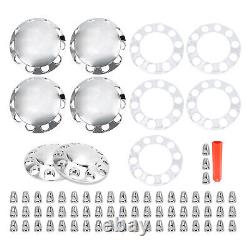 Chrome Front Axle Wheel Cover with Hub Cap 33mm Lug Nuts for Semi Truck