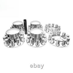 Chrome Front & Rear Axle Cover 33mm Cylinder Lug Nut Wheel Cover for Semi Trucks