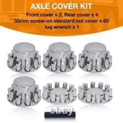 Chrome Front & Rear Axle Cover 33mm Cylinder Lug Nut Wheel Cover for Semi Trucks