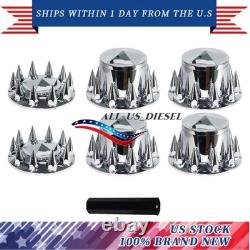 Chrome Hub Cover Kits Front & Rear Semi Truck Wheel Axle Cover 33mm Complete