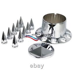 Chrome Hub Cover Kits Front & Rear Semi Truck Wheel Axle Cover 33mm Complete Chrome Hub Cover Kits Front & Rear Semi Truck Wheel Axle Cover 33mm Complete