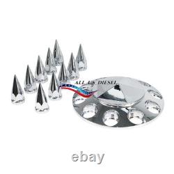 Chrome Hub Cover Kits Front & Rear Semi Truck Wheel Axle Cover 33mm Complete