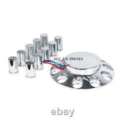 Chrome Hub Cover Semi Truck Wheel Axle Cover 33mm Lug Nut Front & Rear Complete