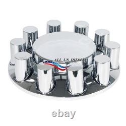 Chrome Hub Cover Semi Truck Wheel Axle Cover 33mm Lug Nut Front & Rear Complete