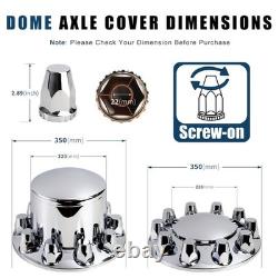 Chrome Hub Cover Semi Truck Wheel Kit Axle Cover 33mm Lug Front & Rear Complete