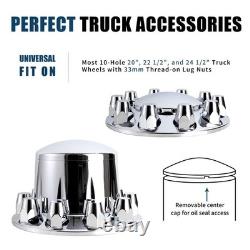 Chrome Hub Cover Semi Truck Wheel Kit Axle Cover 33mm Lug Front & Rear Complete