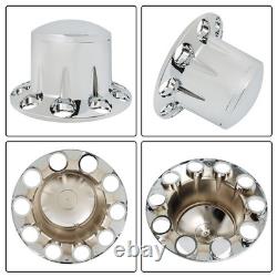 Chrome Hub Cover Semi Truck Wheel Kit Axle Cover 33mm Lug Front & Rear Complete