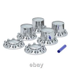 Chrome Hub Cover Semi Truck Wheel Kit Axle Cover 33mm Lug Front & Rear Complete