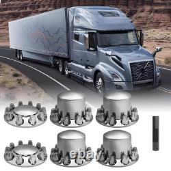 Chrome Hub Cover Semi Truck Wheel Kit Axle Cover 33mm Lug Front & Rear Complete