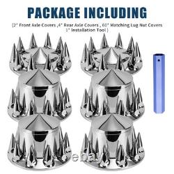 Chrome Hub Cover Semi Truck Wheel Kit Axle Cover 33mm Lug Nut Complete