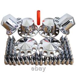 Chrome Hub Cover Semi Truck Wheel Kit Axle Cover 33mm Lug Nut Complete