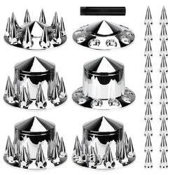 Chrome Hub Cover Semi Truck Wheel Kit Axle Cover 33mm Lug Nut Complete
