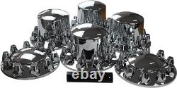 Chrome Hub Cover Semi Truck Wheel Kit Axle Cover 33mm Lug Nut Covers Complete