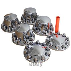 Chrome Hub Covers Kit Semi Truck Wheel Axle Covers 33mm Lug Thread-on Complete