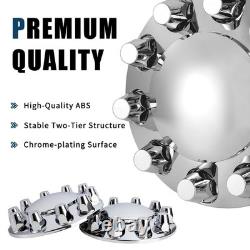 Chrome Hub Covers Kit Semi Truck Wheel Axle Covers 33mm Lug Thread-on Complete